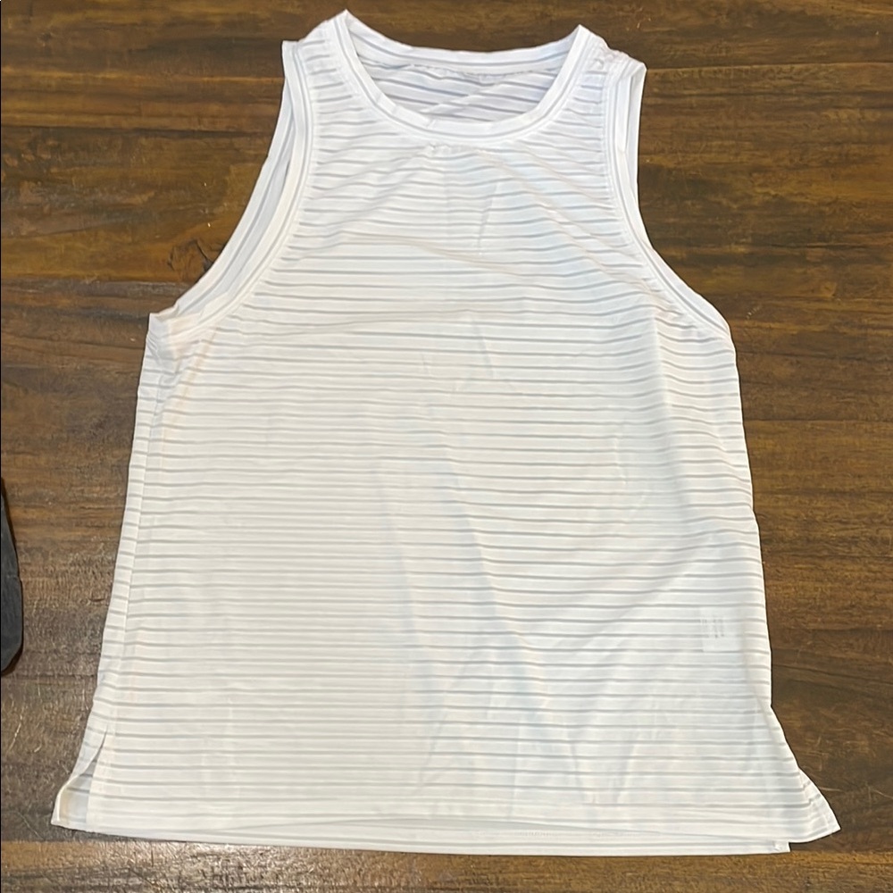 White Ribbed Sleeveless Tank Top